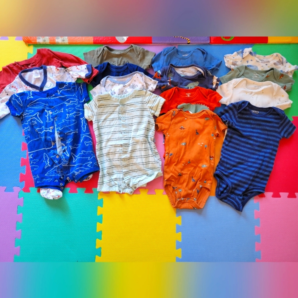 Assorted 9 month old onesie baby boy clothes set